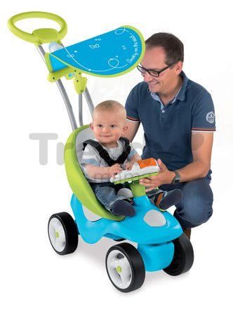 Odrážadlo Bubble Go 2v1 Smoby so slnečníkom a elektronickým volantom modro-zelené od 6 mes
