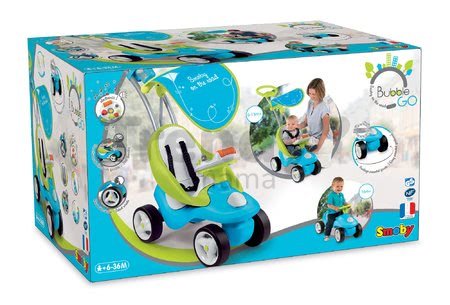 Odrážadlo Bubble Go 2v1 Smoby so slnečníkom a elektronickým volantom modro-zelené od 6 mes