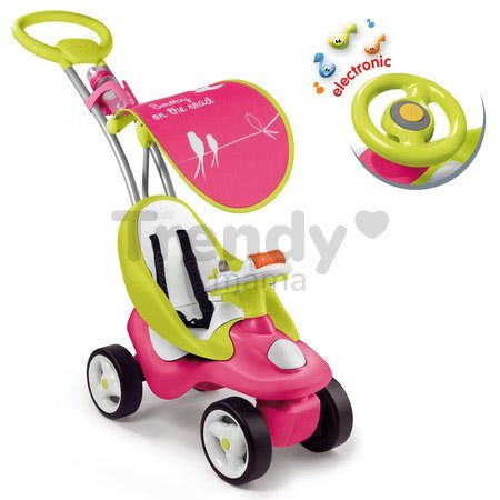 Odrážadlo Bubble Go 2v1 Smoby so slnečníkom a elektronickým volantom ružovo-zelené od 6 mes