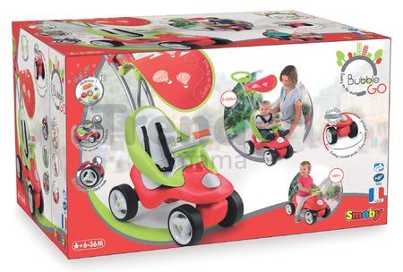 Odrážadlo Bubble Go 2v1 Smoby so slnečníkom a elektronickým volantom červeno-zelené od 6 mes