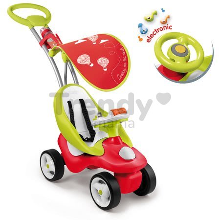 Odrážadlo Bubble Go 2v1 Smoby so slnečníkom a elektronickým volantom červeno-zelené od 6 mes