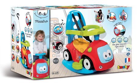 Odrážadlo s hojdačkou Maestro III Balade Smoby s elektronickým volantom červeno-modré od 6 mes