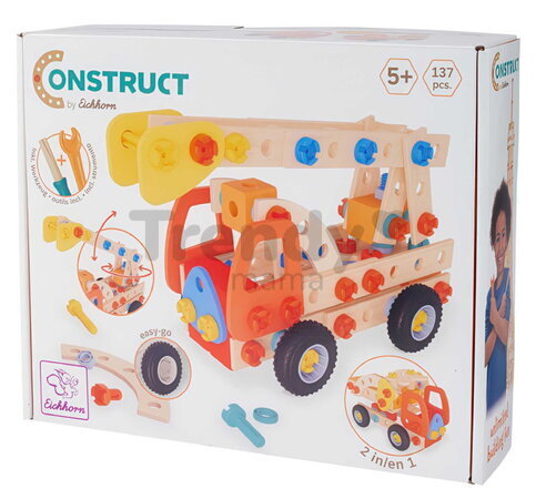 Drevená stavebnica požiarne auto Construct Fire Engine Eichhorn 2 modely 137 dielov od 5 rokov EH7204