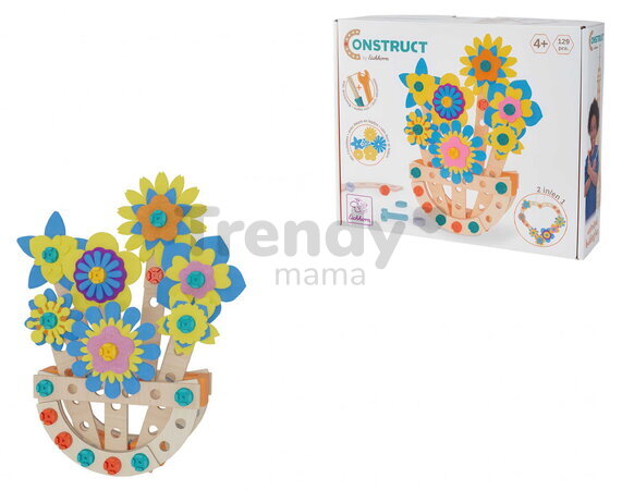 Drevená stavebnica kvety Construct Flower Pot Eichhorn 2 modely 129 dielov od 4 rokov EH7205
