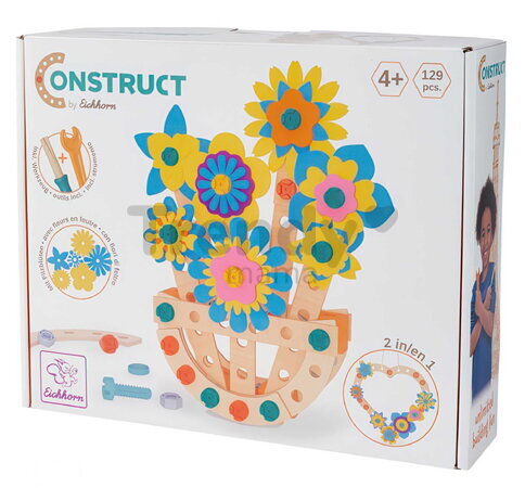 Drevená stavebnica kvety Construct Flower Pot Eichhorn 2 modely 129 dielov od 4 rokov EH7205