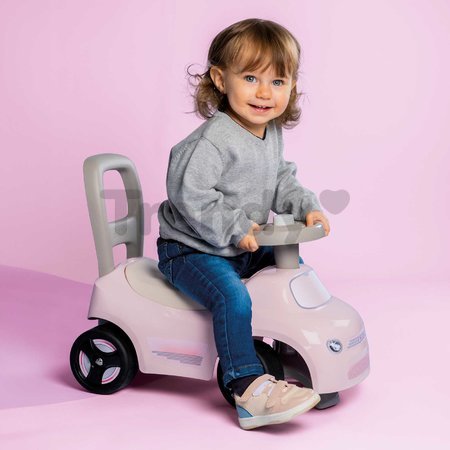 Športové odrážadlo a chodítko s funkčným klaksónom 2v1 Auto Ride On Pink Smoby ružové s otočnými kolesami a úložným priestorom pod sedadlom od 10 mes