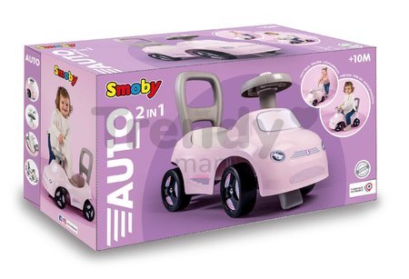 Športové odrážadlo a chodítko s funkčným klaksónom 2v1 Auto Ride On Pink Smoby ružové s otočnými kolesami a úložným priestorom pod sedadlom od 10 mes