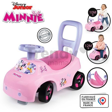 Odrážadlo a chodítko 2v1 Minnie Auto Ride On Smoby ergonomické s opierkou a úložným boxom pod sedadlom od 10 mes