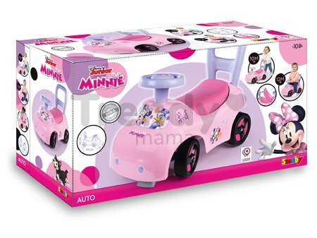 Odrážadlo a chodítko 2v1 Minnie Auto Ride On Smoby ergonomické s opierkou a úložným boxom pod sedadlom od 10 mes