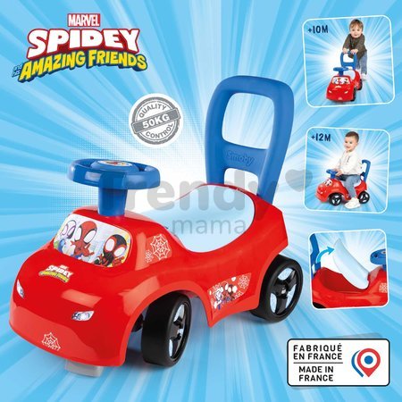 Odrážadlo a chodítko 2v1 Spidey Auto Ride On Smoby ergonomické s opierkou a úložným boxom pod sedadlom od 10 mes