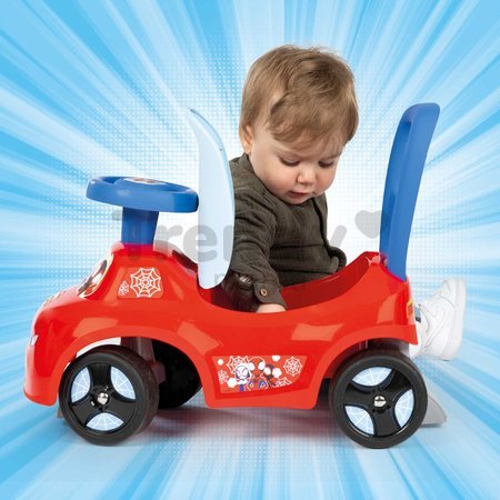 Odrážadlo a chodítko 2v1 Spidey Auto Ride On Smoby ergonomické s opierkou a úložným boxom pod sedadlom od 10 mes