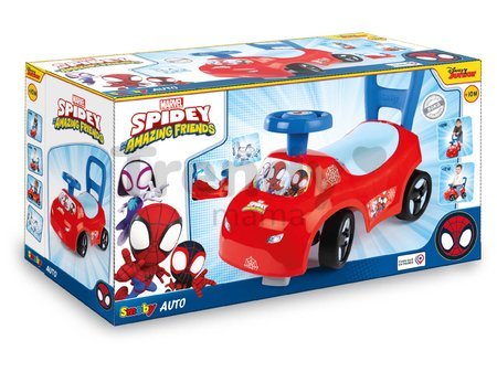 Odrážadlo a chodítko 2v1 Spidey Auto Ride On Smoby ergonomické s opierkou a úložným boxom pod sedadlom od 10 mes