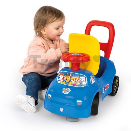 Odrážadlo a chodítko 2v1 Paw Patrol Auto Ride On Smoby ergonomické s opierkou a úložným boxom pod sedadlom od 10 mes