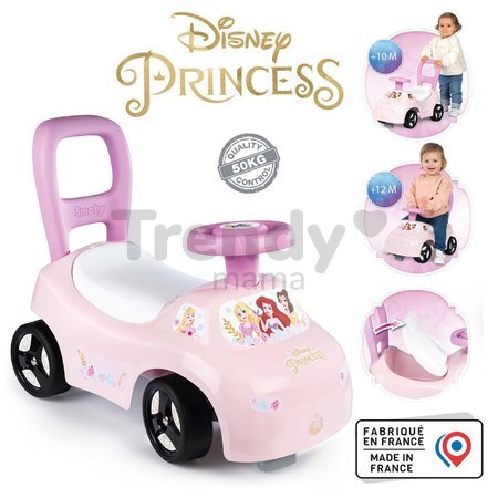 Odrážadlo a chodítko 2v1 Disney Princess Auto Ride On Smoby ergonomické s opierkou a úložným boxom pod sedadlom od 10 mes