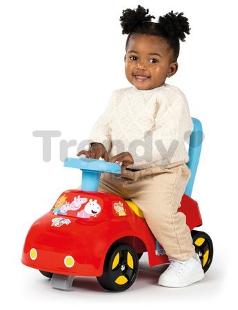 Odrážadlo a chodítko 2v1 Peppa Pig Auto Ride On Smoby ergonomické s opierkou a úložným boxom pod sedadlom od 10 mes