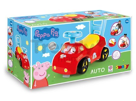 Odrážadlo a chodítko 2v1 Peppa Pig Auto Ride On Smoby ergonomické s opierkou a úložným boxom pod sedadlom od 10 mes