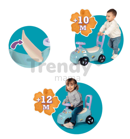 Odrážadlo a chodítko 2v1 Stitch Car Ride On Smoby s úložným priestorom pod ergonomickým sedadlom s opierkou od 10 mes