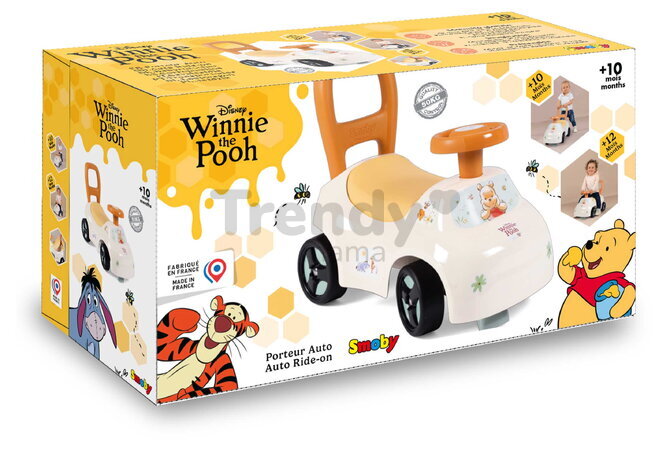 Odrážadlo a chodítko Winnie the Pooh Auto Ride On 2v1 Smoby ergonomicky tvarované sedadlo s úložným priestorom od 10 mes
