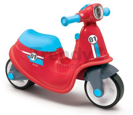 Odrážadlo motorka s reflektorom Scooter Red Smoby s gumenými kolesami červené od 18 mes