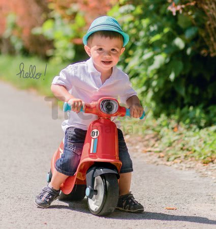 Odrážadlo motorka s reflektorom Scooter Red Smoby s gumenými kolesami červené od 18 mes