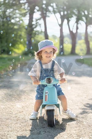 Odrážadlo motorka s reflektorom Scooter Blue Smoby s gumenými kolesami modro-šedé od 18 mes