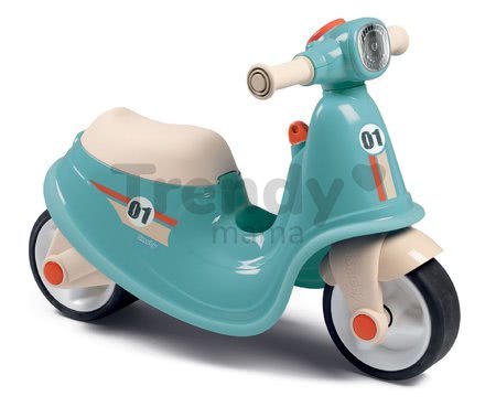 Odrážadlo motorka s reflektorom Scooter Blue Smoby s gumenými kolesami modro-šedé od 18 mes