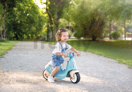 Odrážadlo motorka s reflektorom Scooter Blue Smoby s gumenými kolesami modro-šedé od 18 mes