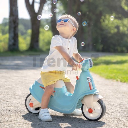 Odrážadlo motorka s reflektorom Scooter Blue Smoby s gumenými kolesami modro-šedé od 18 mes