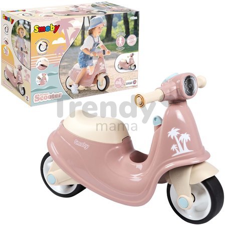 Odrážadlo motorka s reflektorom Scooter Pink Smoby s gumenými kolesami ružové od 18 mes