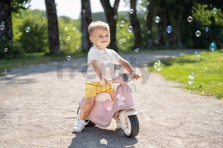 Odrážadlo motorka s reflektorom Scooter Pink Smoby s gumenými kolesami ružové od 18 mes