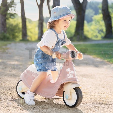 Odrážadlo motorka s reflektorom Scooter Pink Smoby s gumenými kolesami ružové od 18 mes