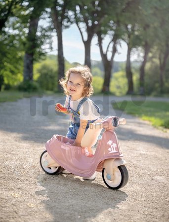 Odrážadlo motorka s reflektorom Scooter Pink Smoby s gumenými kolesami ružové od 18 mes