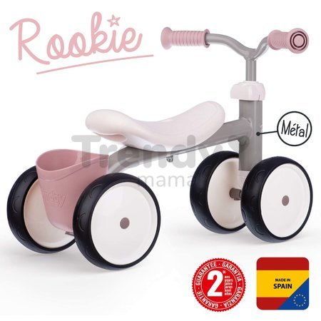 Odrážadlo Rookie Ride-on Pink Smoby s kovovou konštrukciou a otočnými riadidlami od 12 mes