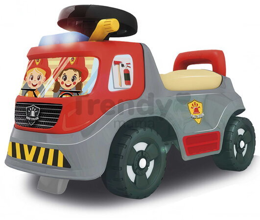 Odrážadlo požiarne so zvukom a svetlom Fire Truck Ride On Smoby s otáčateľným volantom a úložným priestorom pod sedadlom od 12 mes