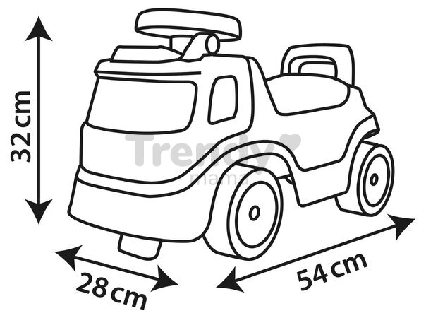 Odrážadlo požiarne so zvukom a svetlom Fire Truck Ride On Smoby s otáčateľným volantom a úložným priestorom pod sedadlom od 12 mes