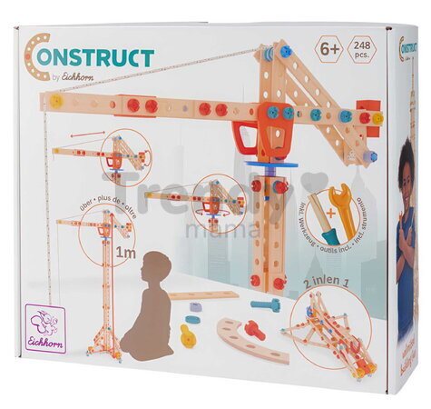 Drevená stavebnica žeriav Construct Crane Eichhorn 2 modely 248 dielov od 6 rokov EH7301