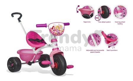 Trojkolka Disney Princezné Be Move Smoby s vodiacou tyčou od 15 mes