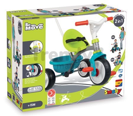 Trojkolka Be Move Blue Smoby s EVA gumenými kolesami a voľnobehom modrá od 15 mes