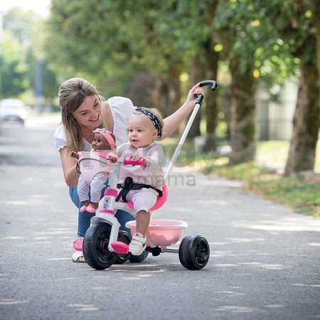 Trojkolka s košíkom Corolle Be Fun Smoby s vodiacou tyčou a voľnobehom od 15 mes