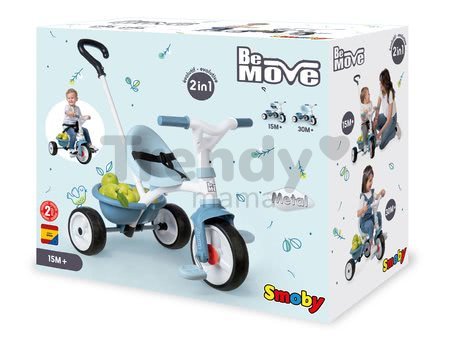 Trojkolka s voľnobehom Be Move Tricycle Blue Smoby s vodiacou tyčou a EVA kolesami modrá od 15 mes