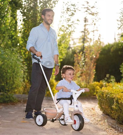 Trojkolka s voľnobehom Be Move Tricycle Beige Smoby s nastaviteľnou 95 cm vodiacou tyčou a tichými EVA kolesami béžová od 15 mes