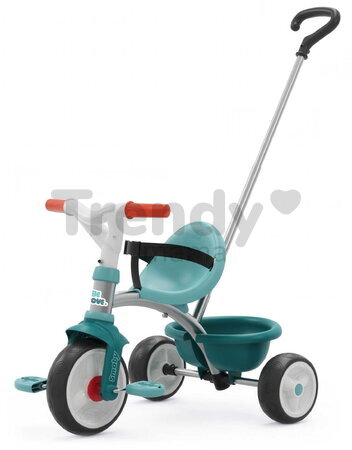 Trojkolka s voľnobehom Be Move Blue Tricycle Smoby s nastaviteľnou 95 cm vodiacou tyčou a tichými EVA kolesami modrá od 15 mes