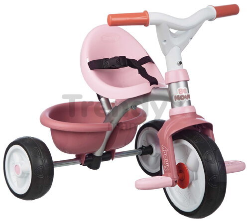 Tricicletă cu sistem de ghidare Be Move Pink Tricycle Smoby cu bară de ghidaj reglabilă de 95 cm și roți silențioase EVA culoare roz pentru copii de l