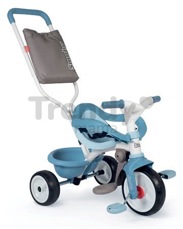 Trojkolka s opierkou Be Move Comfort Tricycle Blue Smoby s EVA kolesami a vodiaca tyč s taškou modrá od 10 mes