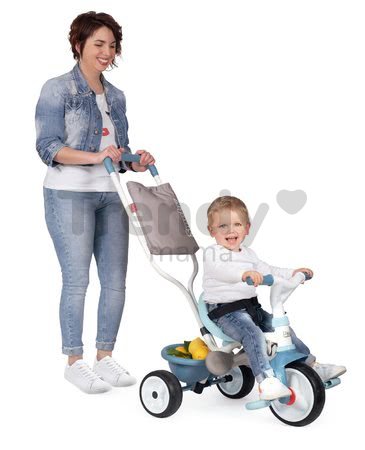 Trojkolka s opierkou Be Move Comfort Tricycle Blue Smoby s EVA kolesami a vodiaca tyč s taškou modrá od 10 mes