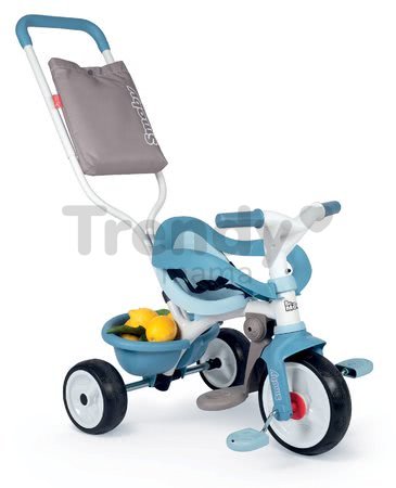 Trojkolka s opierkou Be Move Comfort Tricycle Blue Smoby s EVA kolesami a vodiaca tyč s taškou modrá od 10 mes