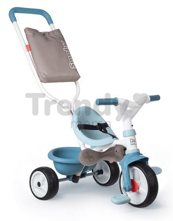 Trojkolka s opierkou Be Move Comfort Tricycle Blue Smoby s EVA kolesami a vodiaca tyč s taškou modrá od 10 mes