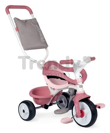 Trojkolka s opierkou Be Move Comfort Tricycle Pink Smoby s EVA kolesami a vodiaca tyč s taškou ružová od 10 mes