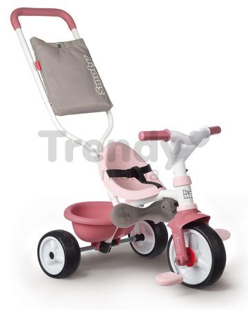 Trojkolka s opierkou Be Move Comfort Tricycle Pink Smoby s EVA kolesami a vodiaca tyč s taškou ružová od 10 mes