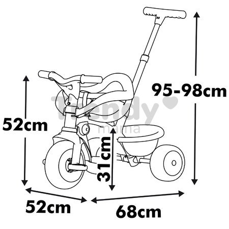 Trojkolka s voľnobehom Be Move Comfort Tricycle Pink Smoby s nastaviteľnou vodiacou rúčkou a ochrannou hrazdou s tichými EVA kolesami ružová od 10 mes
